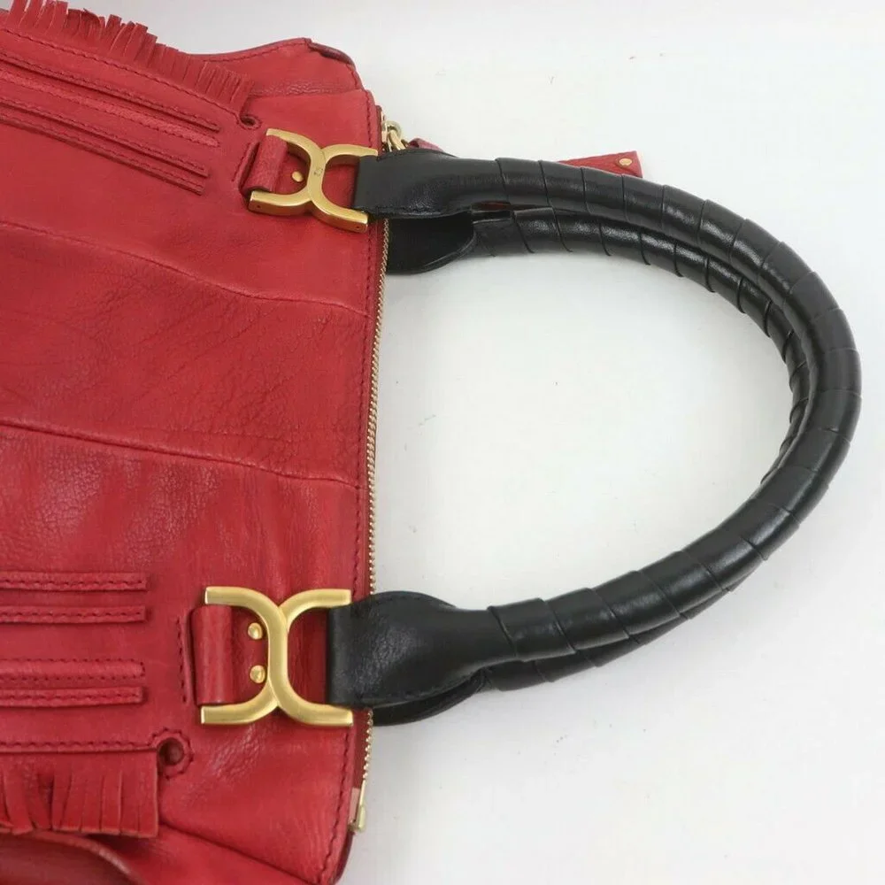 authentic Chloe Shoulder Bag Reds Leather